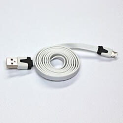 Neutralle USB kábel (2.0), USB A hím - microUSB hím, 1m, lapos, fehér