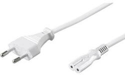  Cablu de alimentare 230V, CEE7/16 (ștecher euro) - C7, 1, 5 m, omologat VDE, alb, capăt cu 2 pini