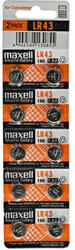 Maxell Baterie alcalină, LR43, LR43, 1, 5 V, Maxell, blister, pachet de 10 Baterii de unica folosinta