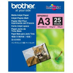 Brother Hârtie foto mată Brother, BP60MA3, hârtie foto, mată, albă, A3, 145 g/m2, 25 buc, jet de cerneală