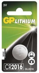 GP Batteries Lítium gombelem, CR2016, 3V, GP, buborékcsomagolás, 1 db
