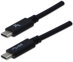 Logo USB kábel (3.2 gen 1), USB C hím - USB C hím, 1m, 5 Gbps, 5V/3A, fekete, buborékcsomagolás