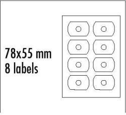 Logo Logós címkék CD-hez 78mm x 55mm, A4, matt, fehér, 8 címke, CD-R kártya, 140g/m2, 25 darabos csomag, tintasugaras és lézernyomtatáshoz