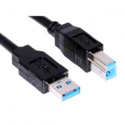 USB kábel (3.0), USB A hím - USB3.0 B hím, 1, 8m, fekete