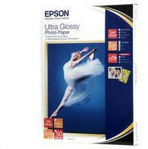 Epson Hârtie foto Epson Ultra Glossy, C13S041944BH, hârtie foto, lucioasă, albă, R200, R300, R800, RX425, RX500, 13x18cm, 5x7", 300 g/m2,
