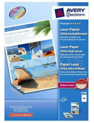 Avery Zweckform Hârtie Avery Zweckform Premium Laser, 2798, hârtie foto, lucioasă, albă, A4, 200 g/m2, 100 buc, laser