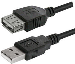 Logo USB hosszabbító kábel (2.0), USB A hím - USB A csatlakozó, 1, 8 m, fekete