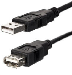 USB hosszabbító kábel (2.0), USB A hím - USB A csatlakozó, 3 m, fekete