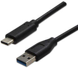 Neutralle USB kábel (3.2 gen 2), USB A hím - USB C hím, 1m, 10 Gbps, 5V/3A, fekete