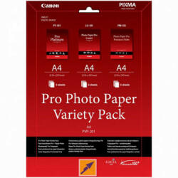 Canon Photo Paper Pro Variety Pack PVP-201, PVP-201, fotópapír, 5x matt PM-101, 5x fényes PT-101, 5x LU-101 típusú fényes, 6211B02