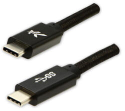 Logo USB-kábel (3.2 gen 1), USB-C hím - USB-C hím, 2 m, 5 Gb/s, 5 V/3 A, fekete, dobozban, nejlon szövetborítás, alumínium csatlakozóburkolat,