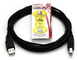 Logo USB kábel (2.0), USB A csatlakozó - USB B csatlakozó, 3m, fekete - tonerpartners - 43 555 Ft