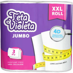 Planetline VIOLETA háztartási papírtörlő JUMBO XXL prémium, 3 rétegű, 2 tekercs (V335)