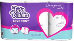 Planetline VIOLETA háztartási papírtörlő LOVE 3 rétegű, 3 tekercs (V738)