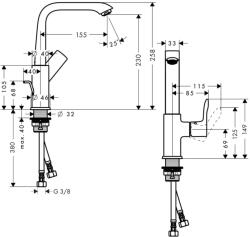 Hansgrohe Metris Egykaros mosdócsaptelep 230 DN15