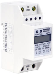 Tracon LCD kijelzésű fogyasztásmérő, közvetlen, 1 fázisú, 2 modul, 230VAC / 10(60)A (TVOF12) (TVOF12)