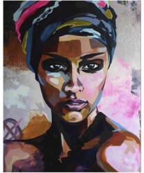  Számos festővászon keretben festékkel és ecsettel Afrikai portré 30x40 cm (SZES1133) (SZES1133)
