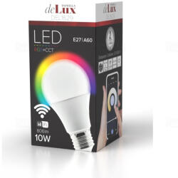 DeLux LED körte 10W E27 806lm fényforrás 270fok Ra80 230V RGBW+CCT, Smart Wi-fi szabályozható fényerő (DEL1629)