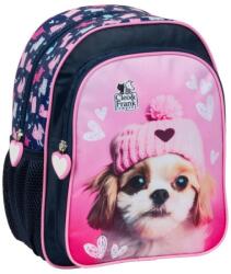 Derform Cleo & Frank kétrekeszes óvodai hátizsák lányoknak, kiskutyás, kék - rózsaszín