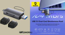 BASEUS Memóriakártya olvasó SD/TF, USB + USB-C Lite Series Baseus - Szürke (WKQX060113)