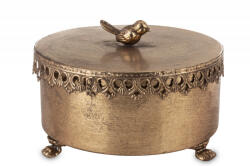 Art-Pol Bronzos arany fém tárolódoboz madárkás fogantyúval 15x21x21cm (163500)