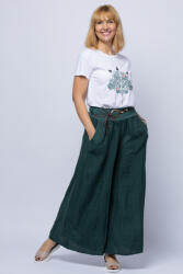 Shopika Fusta pantalon verde inchis casual, din in, cu o curea fancy Verde Talie unica