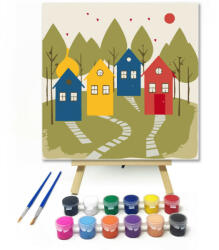  Színes falusi utackép - gyerek számfestő készlet