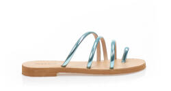 Tsoukalas Sandale albastre lucrate manual din piele regenerată, cu barete și design cu inel - tsoukalas-shoes - 114,03 RON