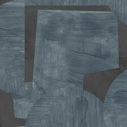  Absztrakt geometrikus műalkotás! Festett félkörök és négyzetek átfedése világoskék kék és fémes anracit tónus tapéta (65454)