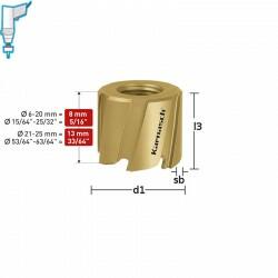 Karnasch Боркорона Ø 15x8, HSS-M2 и TIN-GOLD покритие, Mini-Cut (211000015)