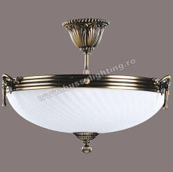 Bussy Lighting Lustra Omega cu Diam 33 cm, Desing Clasic, Finisaj Bronz Antic, Abajur Alb - Bussy Lighting 3035-52-42B