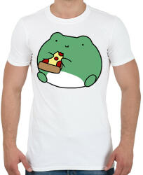 printfashion Pizzát evő béka - Férfi póló - Fehér (16016679)