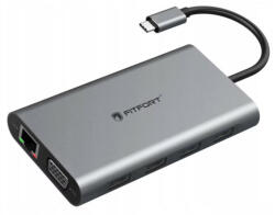  Fitfort Type-C Hub adapter, 12 portos alumínium