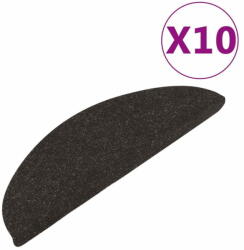 vidaXL 10 db fekete öntapadó lépcsőszőnyeg 65 x 22, 5 x 3, 5 cm 355255