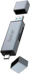 Spacer Cititor Carduri Spacer 4in1 Interfata USB 2.0 USB Type C SD micro SD Extraconectori Mama USB si Type-C Argintiu (SPCR-TYPEC-USB-01)