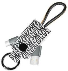 LogiLink Cablu de Date / Incarcare Logilink pentru Smartphone USB 2.0 (T) la USB 2.0 Type-C (T) 0.22M cu Breloc din Piele Negru/Alb (CU0164)