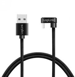 LogiLink Cablu de Date / Incarcare Logilink pentru Smartphone USB 2.0 Type-C (T) la 180 Grade la USB-A (T) 2 x Ecranat Aluminiu 3M Negru (CU0195)