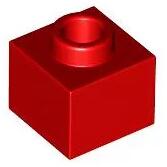 LEGO® 86996c5 - LEGO piros kocka 1 x 1 x 2/3 méretű nyitott bütyökkel (86996c5)