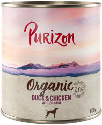 Purizon Purizon 5 + 1 gratis! 6 x 400/800 g Hrană umedă câini - Organic: Rață și pui cu dovlecel (6 800 g)