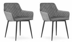 ARTOOL Set 2 scaune bucatarie/living, Artool, Nola, catifea, metal, gri si negru, 58x57x79 cm (3628_1S)