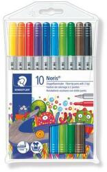 STAEDTLER Filctoll készlet, 1-3 mm, kétvégű, kimosható, STAEDTLER Noris 320, 10 különböző szín