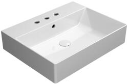 SAPHO GSI KUBE X kerámiamosdó, ExtraGlaze, 3 furattal, 60x47cm (9431311) (9431311)