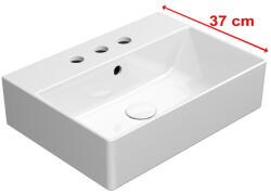 SAPHO GSI KUBE X kerámiamosdó, Extraglaze, csiszolt alsó szélekkel, 50x37cm, 3 furattal (94479311) (94479311)