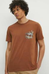 Medicine tricou din bumbac barbati, culoarea maro, cu imprimeu ZPYH-TSM704_82X