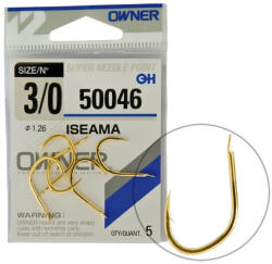 Owner Hooks Iseama Gold 50046 10 Lapkás, Szakállas Pontyozó Horog 12db (O50046-10)