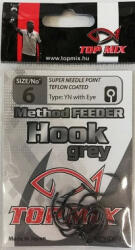 TOPMIX Fekete Method Feeder 6 Füles, Szakállas Pontyozó Horog 10db (TM920)