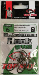 TOPMIX Method Feeder Zöld 6 Füles, Szakállas Pontyozó Horog 10db (TM755)