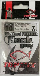 TOPMIX Fekete Method Feeder 10 Füles, Szakállas Pontyozó Horog 10db (TM922)