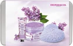Dermacol Flower Lilac Care ajándékcsomag (testradír 200 g, kézkrém 30 ml, illatgyertya 130 g)