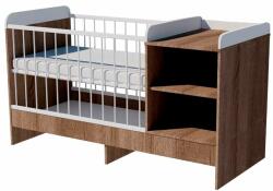  Lili Duo 3in1 baba kombi kiságy 120×70 cm ágyneműtartó nélkül - Sötét sonoma/fehér